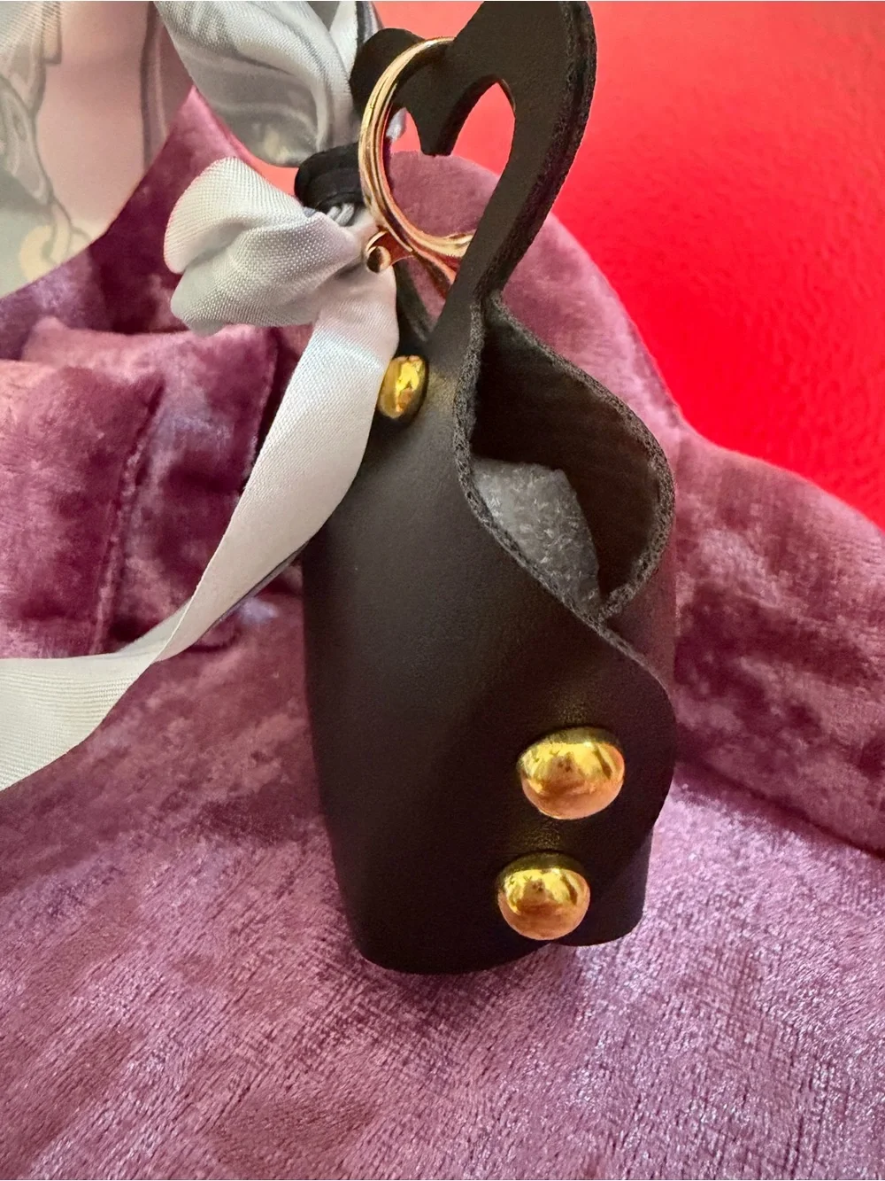 Unlisted Black Mini Heart-Handle Bag Charm with Scarf Accent
